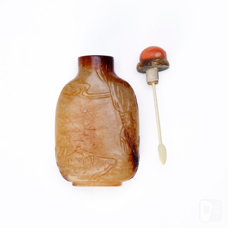 A group lot of six stone snuff bottles, - 图8